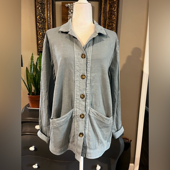 North Style Women’s Cotton Collared Button Front Jacket Size Large in Bl… - Picture 2 of 10